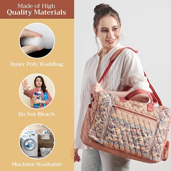 Maison d' Hermine Weekender Bags for Women Cotton Quilted Duffel Overnight Luggage Weekend Bag for Men Gym Gifts Travel | Overnight Luggage Weekend Bag for Men Gym Sports Gifts Duffle bag Business Travellers Trip Spring Summer - Image 4