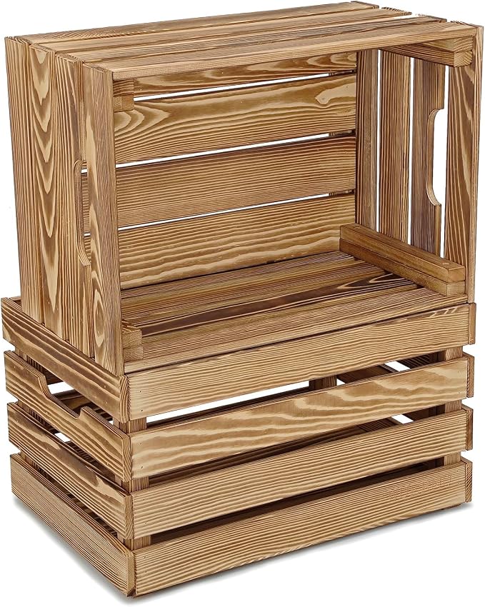 Brown Wooden Crates are Suitable for Storage, Milk Crates, Wine Crates, Festival Decorations, Camping, and Other Multi-Purpose. They are Sturdy and Durable, set of 2 Length of 17.7 inches. - Image 3