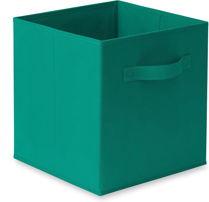 Casafield Set of 12 Collapsible Fabric Cube Storage Bins, Teal - 11" Foldable Cloth Baskets for Shelves, Cubby Organizers & More - Image 2