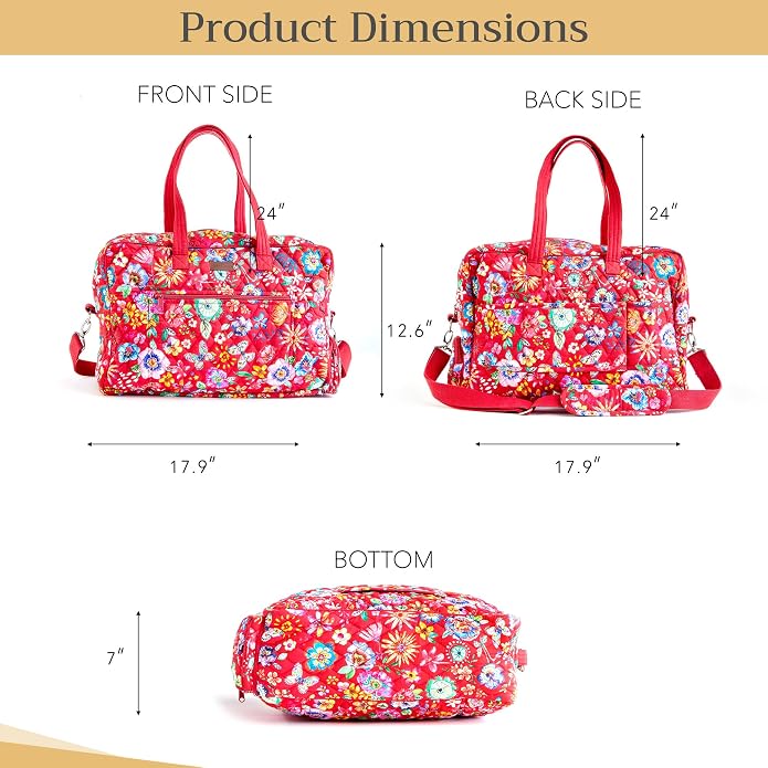 Maison d' Hermine Weekender Bags for Women Cotton Quilted Duffel Overnight Luggage Weekend Bag for Men Gym Gifts Travel | Overnight Luggage Weekend Bag for Men Gym Sports Gifts Duffle bag Business Travellers Trip Spring Summer - Image 6