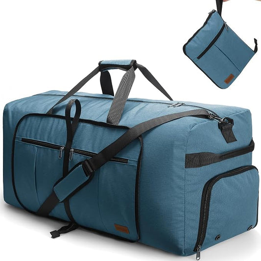 100L Travel Duffle Bag for Men, Urtala 32” Large Duffle Bag for Traveling with Shoe Compartment, Foldable Travel Duffel Bag for Men Women Waterproof & Tear Resistant (Light Blue, EXTRA LARGE, 100L) by Urtala