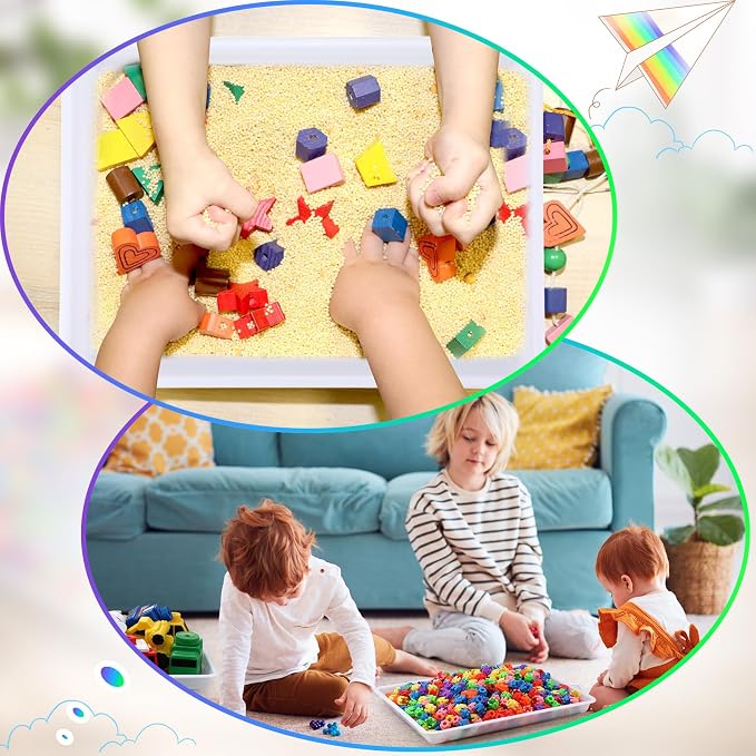 Maitys 15 Pack Plastic Art Trays 12 x 16 Inch Activity Crafts Trays Sensory Tray DIY Projects, Painting, Beads, Jewelry Office Home Organizer Arts and Crafts Supplies(White) - Image 5