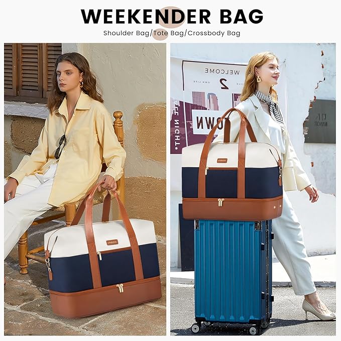 LOVEVOOK Weekender Bag for Women, Large Duffle Bag for Travel with 2 Packing Cubes, Carry on Overnight Bag with Shoe Compartment, Mom Hospital Bags for Labor and Delivery - Image 3