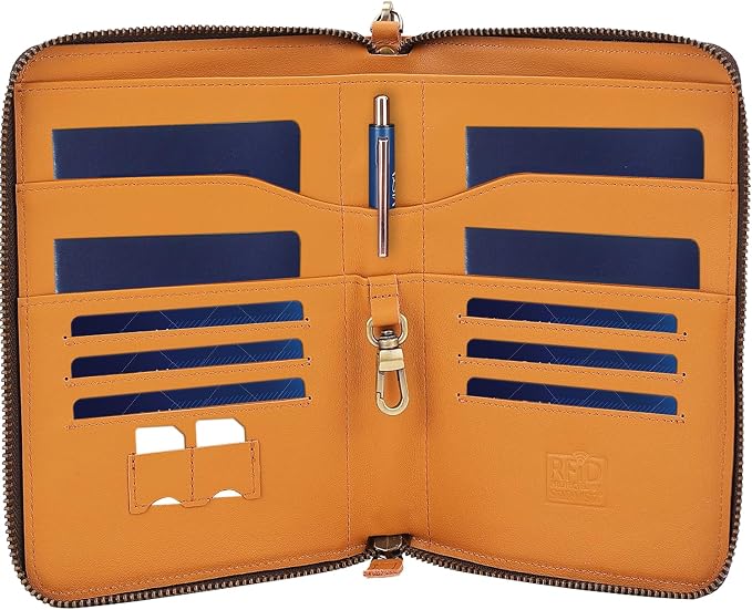 STAR VISTA Lorenzo Full Grain Leather Family Passport Wallet for 4, Large Travel Document Organizer for Exquisite Voyagers, Multi-Currency Compartments, RFID Blocking, AirTag Track, Honey by STARVISTA
