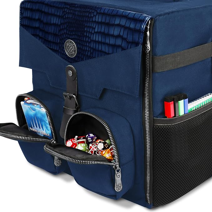 ENHANCE Board Game Shoulder Bag - Collector's Edition Board Game Storage with Shoulder Strap and Accessories Pockets for Dice, Cards, More - Reinforced Carrier Protects Tabletop Games (Dragon Blue) - Image 5