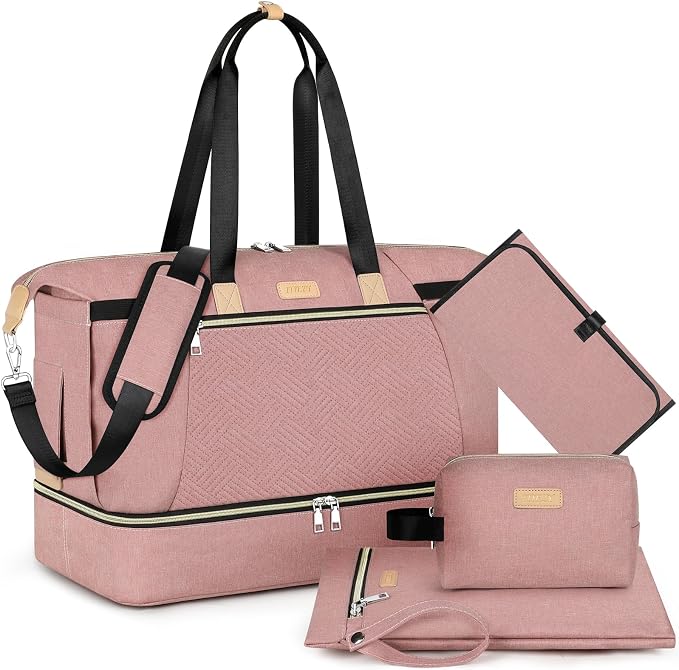 Diaper Bag Tote for Baby 7PCS, Large Mommy Bag with Portable Changing Pad | Multifunctional Hospital Bags for Labor and Delivery with Pacifier Case and Organizer Pouches,Travel Baby Bag for Boy Girl by ITIEZY