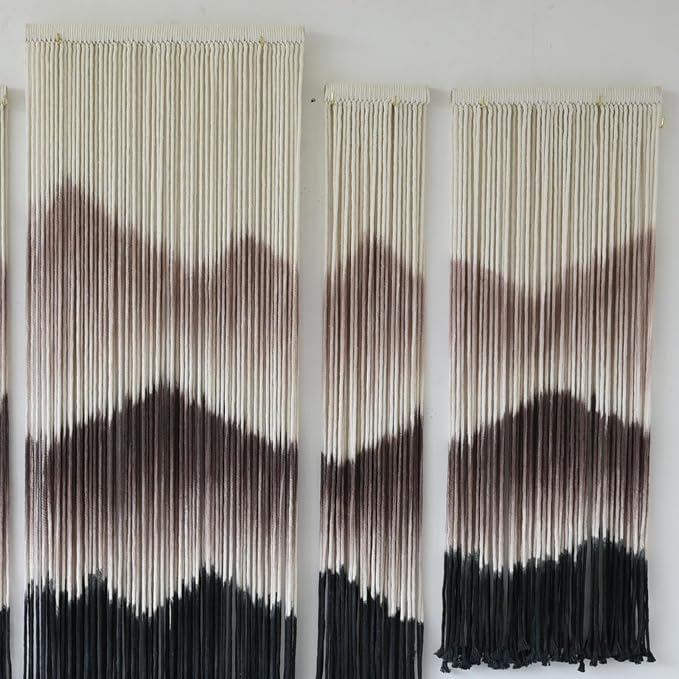 5Pcs Set Macrame Wall Hanging Mountain Art Brown Dip Dyed Boho Wall Decor | Cotton Rope Craft, Mountain Wall Art, 5 Piece Set, Ready To Hang, Wedding Backdrop Decor - Image 6