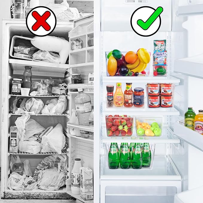 12 Pack Large Clear Plastic Storage Bins, Kitchen&Pantry Organizer | Heavy-duty 450g BPA-free PETG containers with handles for fridge, under-sink, bathroom, office, closet, and garage storage - Image 7
