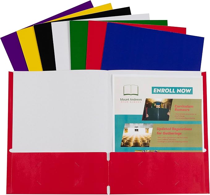 C-Line Two-Pocket Paper Portfolio, Color May Vary, 1 Folder Only (05300) by C-Line