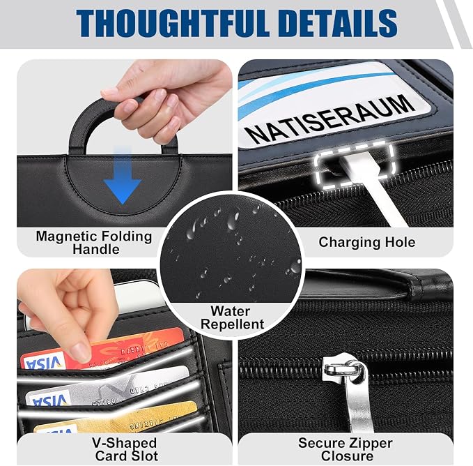 Portfolio Binder 3 Ring Includes Pen and 5 Dividers with 10 Pockets, Padfolio Organizer with Zipper for Men and Women, Includes A4 Notepad for Business, School, Work - Image 4
