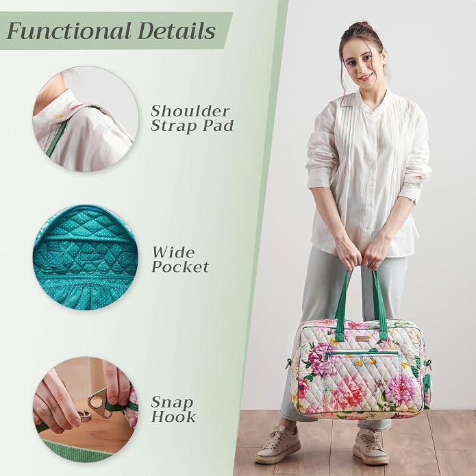 Maison d' Hermine Weekender Bags for Women Cotton Quilted Duffel Overnight Luggage Weekend Bag for Men Gym Gifts Travel | Overnight Luggage Weekend Bag for Men Gym Sports Gifts Duffle bag Business Travellers Trip Spring Summer - Image 5