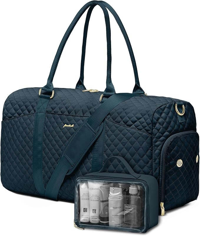 Women Weekender Travel Duffle Bag: Travel Duffel Overnight Bags with Shoe Compartment Large Carry on Tote with Toiletry Bag Weekend Traveling Yoga Gym Hospital Bag for Women with Wet Pocket by FOCDOD