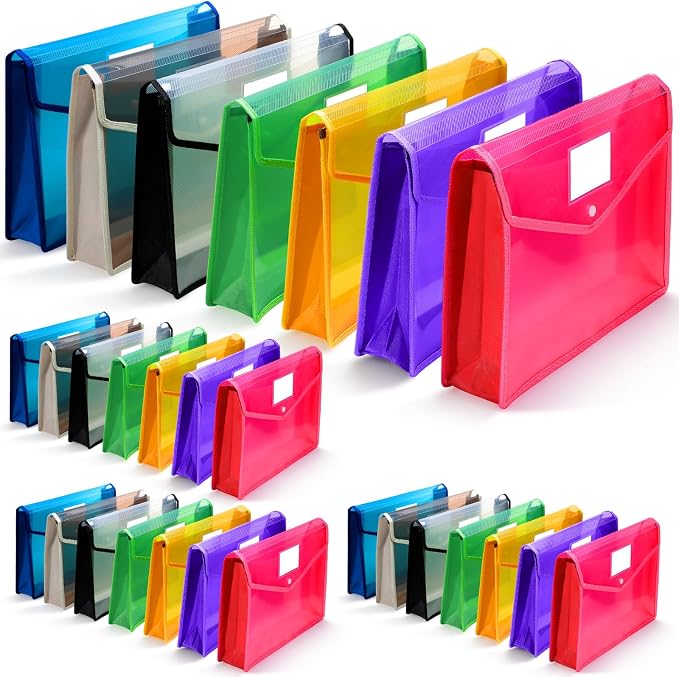 Epakh 36 Pack Plastic Expanding File Folders Expandable File Folder with Snap Closure for Document Transparent Waterproof Document Organizer Holder for School Office Home (Bright Color) by Epakh
