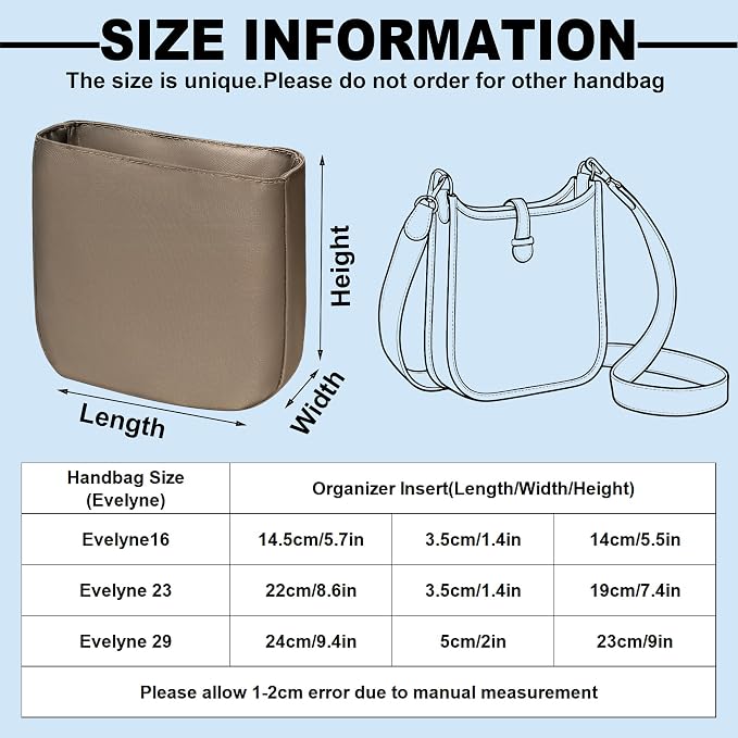 Purse Organizer Insert, Nylon Inside Bag for Hermes Evelyne 16/29 Durable Storage Bag In Bag Organizer Cosmetics Zipper Bag Organizer - Image 5
