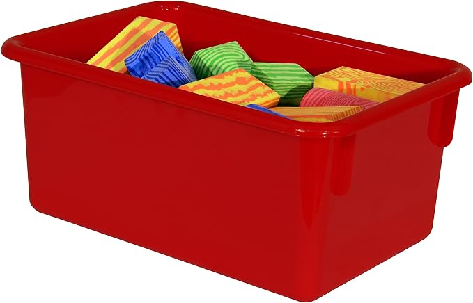 Wood Designs Cubby Storage Bin, Heavy Duty Plastic Containers for Kids Red Cubby Tray Set of 12 - Image 3