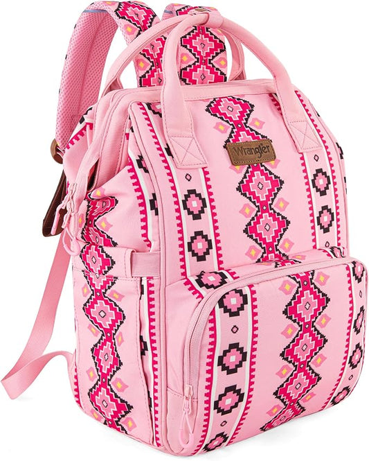 Wrangler Aztec Backpack Organized Daypack Travel Baby Bag with Stroller Strap and Side Bottle Pockets WG2204-9110PK by Wrangler%C2%AE