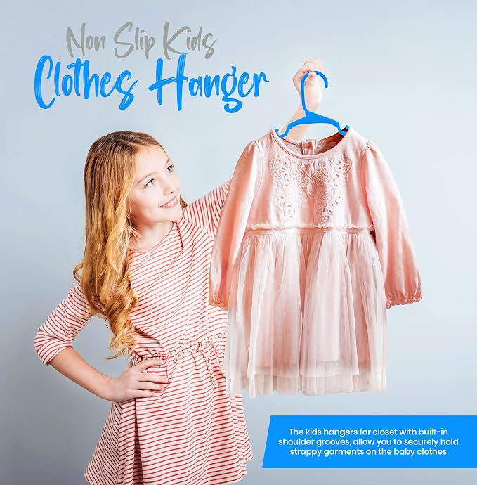 Utopia Home Kids Hangers 60 Pack – 11.5 Inch Baby Closet Hangers Blue | Plastic baby hangers | Fits children's & infant clothes | Gentle on delicate garments - Image 7