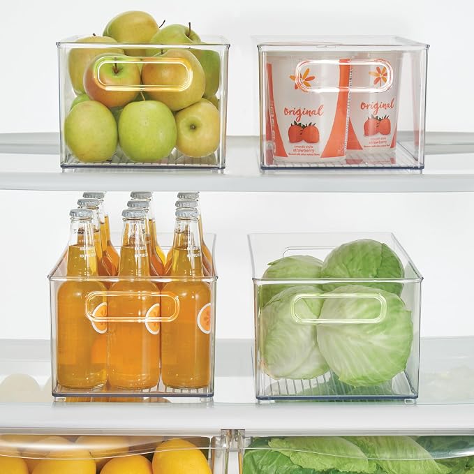 iDesign Stackable Fridge Bin, Set of 2, Clear | Kitchen Storage Bin, For Pantry, Cabinets, or Fridge - Image 3