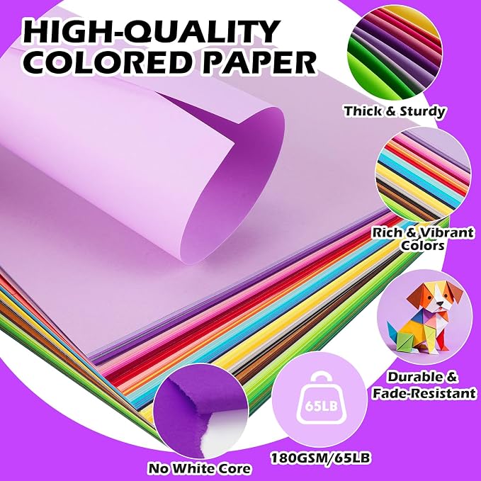TUXIYA 800 Sheets 8.5" X 11" Colored Cardstock, 80 Colors Card Stock | 180GSM/65LB 80 Assorted Colors Construction Paper Printer Paper for Printing, Card Making, DIY Crafts, School Supplies,Party - Image 4
