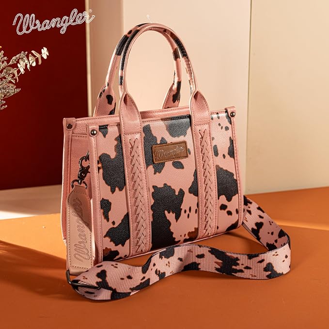 Montana West × Wrangler Tote Bag for Women Western Cow Print Purse Designer Top Handle Handbags - Image 4
