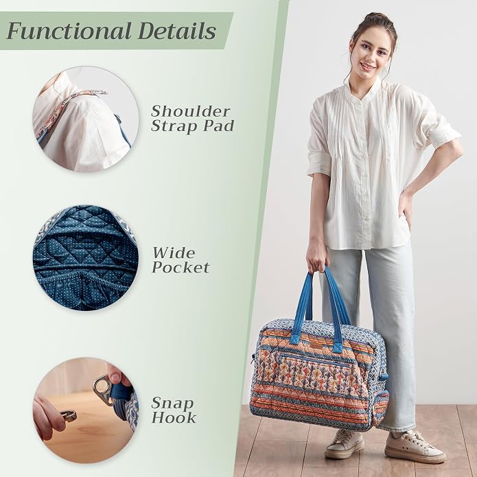 Maison d' Hermine Weekender Bags for Women Cotton Quilted Duffel Overnight Luggage Weekend Bag for Men Gym Gifts Travel | Overnight Luggage Weekend Bag for Men Gym Sports Gifts Duffle bag Business Travellers Trip Spring Summer - Image 5