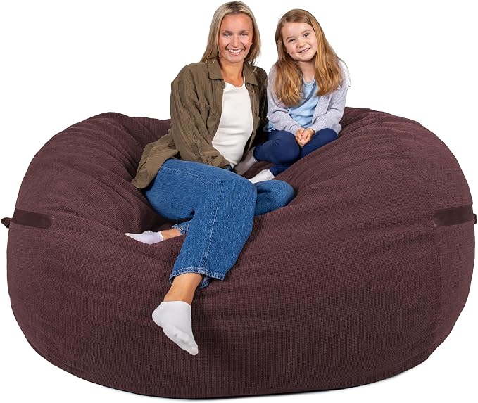 Big Joe Fuf 8Ft Giant Foam Bean Bag Chair, Oversized Couch with Removable Cover for Kids, Teens, Adults, Merlot Cloudweave, 8 Foot | Premium Shredded Foam Filled, Cloudweave, Adult-Sized Comfortable Seating, Supports Up to 300 lbs by BigJoe