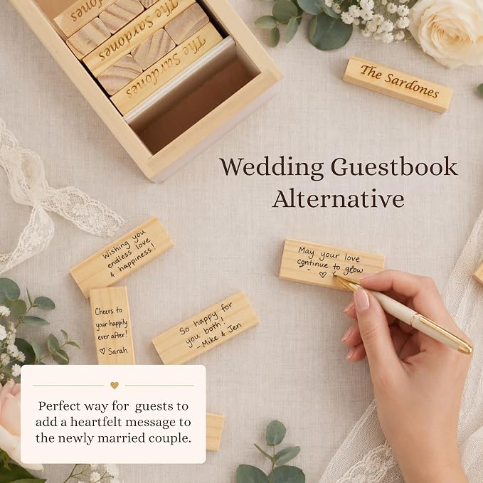 Personalized Wedding Guest Book Alternative: Wood Block Game, Baby Shower Guest Book, for Couple, Couple Gifts, Hostess Gifts, Customizable Gifts, House Warming Gifts New Home - Image 7