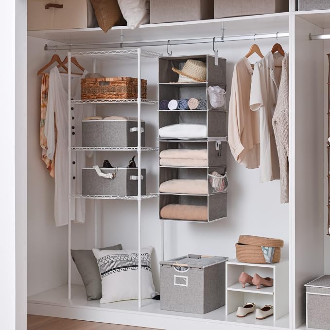 StorageWorks Two 3-Shelf Separable Closet Hanging Shelves with 3-Shelf Hanging Closet Shelves - Image 2