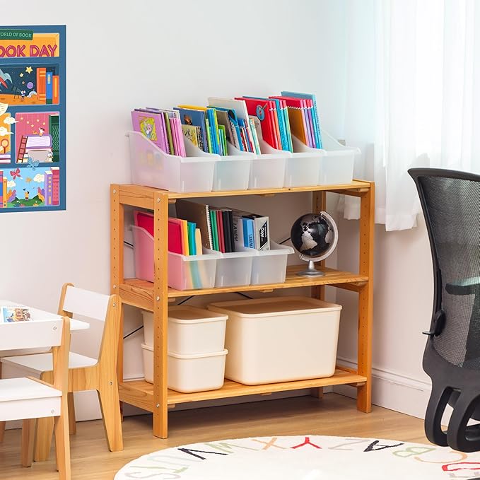IRIS USA 8-Pack, Connecting Book Bin Organizer Magazine Holder, Clear | Organize books, folders, school supplies and classroom materials with connecting storage for teachers and students - Image 3