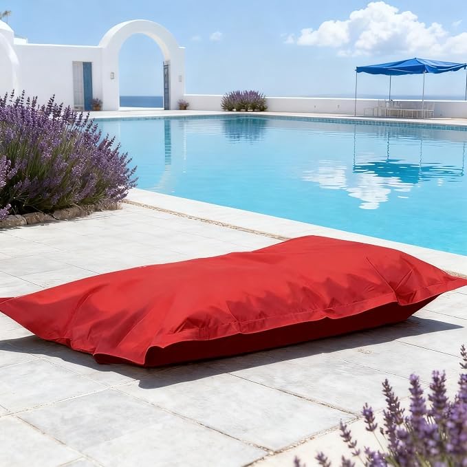 SXBCyan Waterproof Bean Bag Cover for Adults (No Filler) Soft Sofa Bed Oxford Lounge Chair Giant Beanbag Floor Seating Outdoor Stripes Pouf Couch for Poolside Beach Garden(Red) by SXBCyan