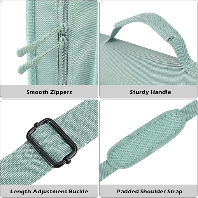 MoKo Zipper Binder, 2-Inch 3-Ring, 500 Sheets, 5-Tab File Folders, Green | 420D nylon with five dividers, multiple pockets, a padded handle and adjustable shoulder strap. - Image 4