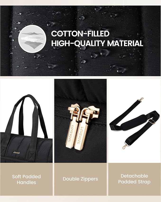 LOVEVOOK Travel Duffle Bag Women,Weekender Hospital Bag for Labor Delivery | Shoe Compartment, Puffer Carry On Duffel Bags For Airplanes,Overnight Bag With Toiletry Bag, 42L,2Pcs Set - Image 8