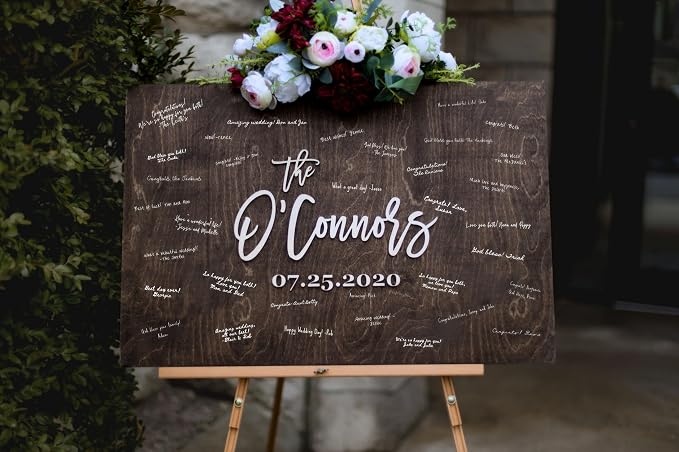 Personalized Last Name Guest Book, Unique Guest Book Sign, Custom Alternative Guest Book, Wooden Guest Book, Wedding Ceremony Guestbook Sign (Design 4) - Image 2