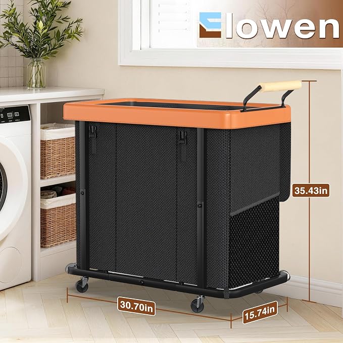 Rolling Laundry Hamper with Wheels, Laundry Hamper 3 Section with Lid Black | Laundry Basket with Rolling Lockable Wheels and Handle, Laundry Basket Organizer for Laundry Room, Bedroom 230L - Image 6