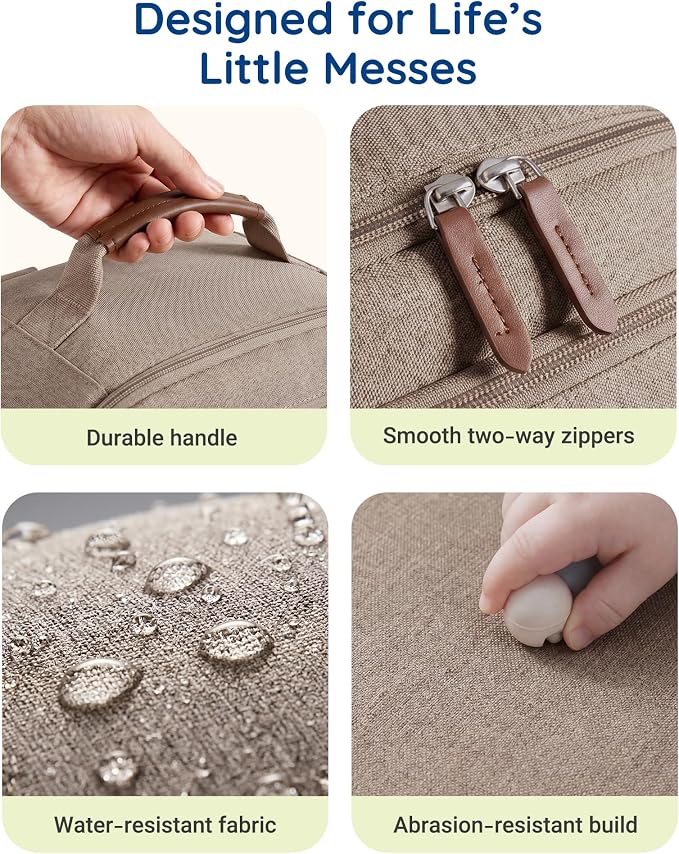 mommore Diaper Bag Backpack Multi-Pocket Travel Baby Bag with Changing Pad | Suitcase-style, Insulated Pockets, Easy-access, Stroller-friendly, for Mom Dad, Travel Essentials, Newborn Baby Shower Gifts - Image 8
