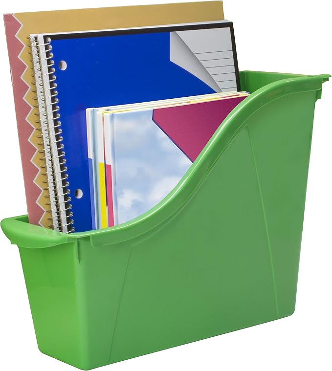 Storex Small Book Bin, Linking Storage Bin, Dry Erase Surface, 11.75" x 8.5" x 4.5" STEM Green (Pack of 6) - Image 10