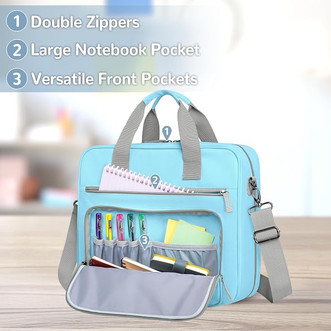 Yarwo 2026 Upgraded Zipper Binder 3 Ring Binder Bag with Pencil Pouch | 500 Sheets Capacity, 5-Tab Expanding File Folder, 14” Laptop Padded Sleeve, Shoulder Strap, for College, Office, Home, Blue - Image 4