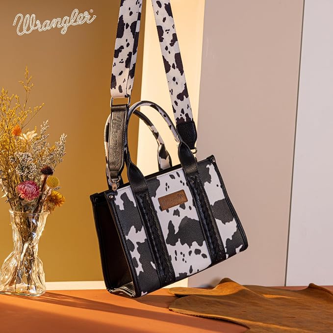 Montana West × Wrangler Tote Bag for Women Western Cow Print Purse Designer Top Handle Handbags - Image 5