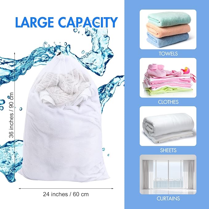 Berlune 30 Pack Large Mesh Laundry Bags | Oversized breathable mesh bags help sort and transport laundry for dorms, rentals, laundromats and facilities. - Image 2