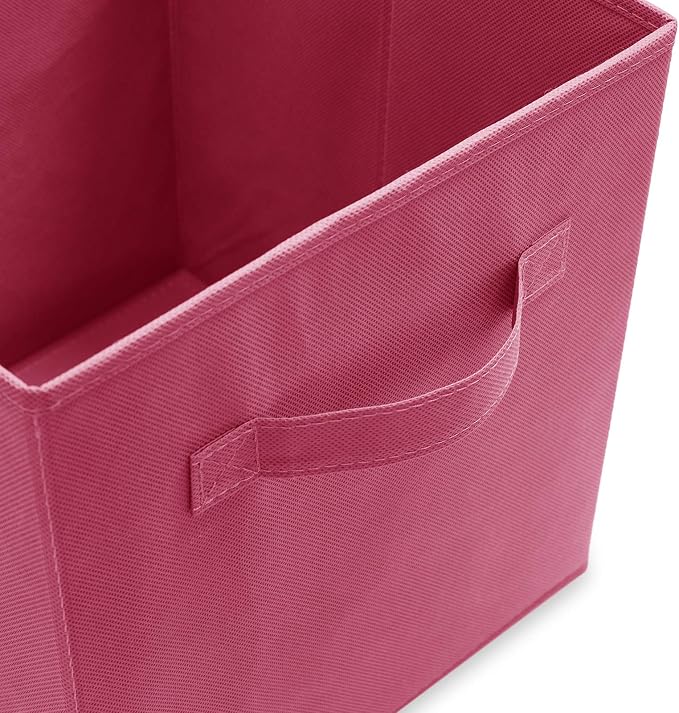 Casafield Set of 12 Collapsible Fabric Cube Storage Bins, Hot Pink - 11" Foldable Cloth Baskets for Shelves, Cubby Organizers & More - Image 3