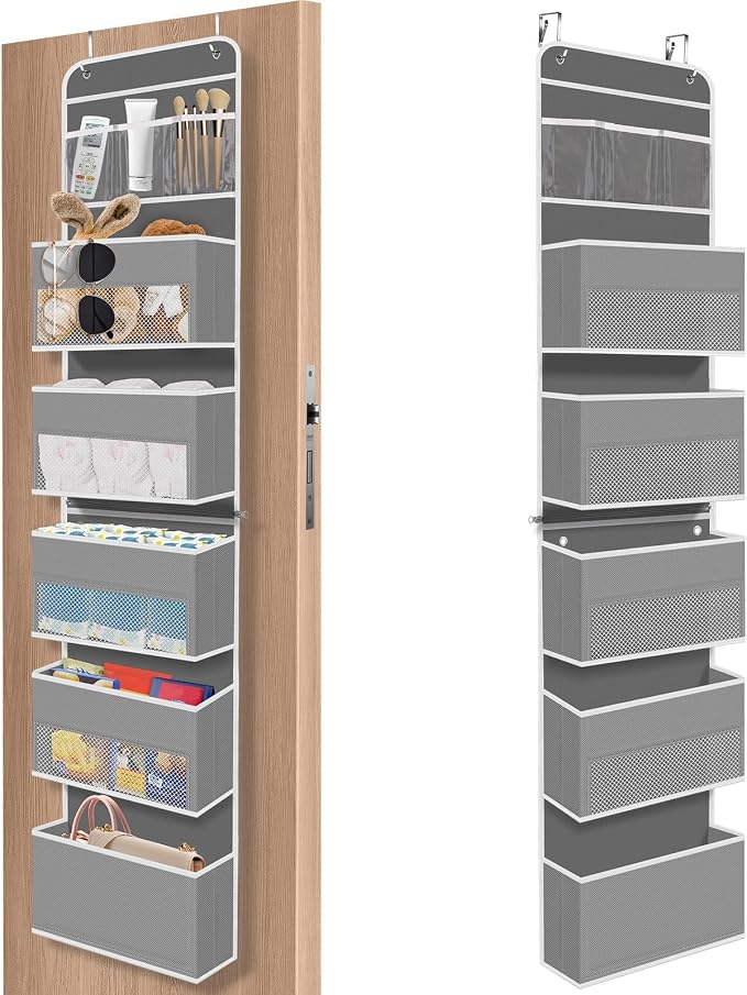 1Pack Over The Door Organizer Large Capacity Hanging Storage Room Organizer | 40 lb Capacity, Ultra-Sturdy, Detachable, Mesh Design with Clear Window, Space-Saving Organizer for Pantry, Nursery & Closet by SpaceHacks