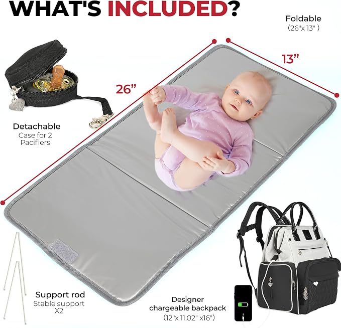 Premium Baby Diaper Bag with Changing Station, Diaper Bag Backpack w/ Pad | Award-winning, built-in changing station, warming pockets, waterproof, travel ready, unisex - Image 10