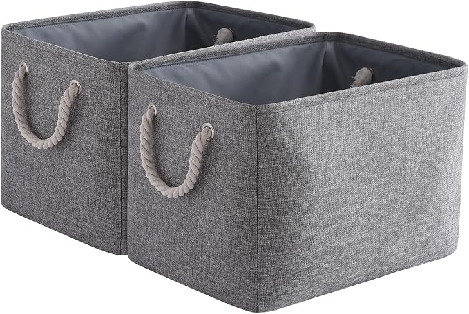 TcaFmac Organization and Storage Basket for Organizing - Large 2 Pack 16x12x12 inch Fabric Storage Cubes, Collapsible Storage Bins for Shelves Closet Gift Cloth Toy Books Baby (Grey) by TcaFmac