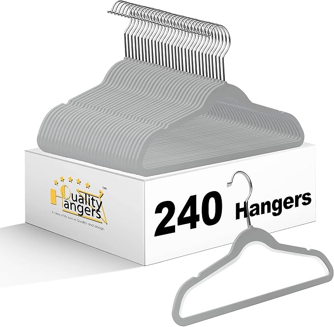 Quality Children's Plastic Non Velvet Non-Flocked Thin Compact Hangers Swivel Hook for Shirts Blouse Coats (Gray, 240) by QualityHangers
