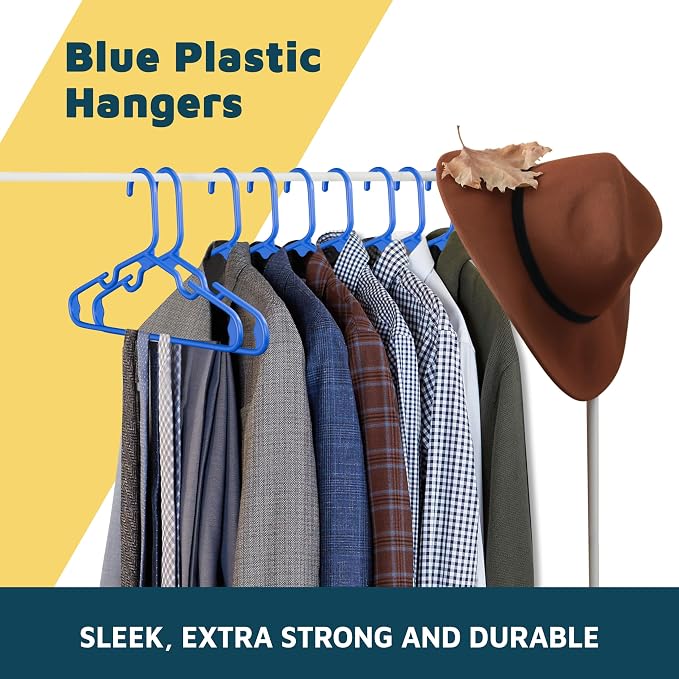Lifemaster Plastic Kids Clothes Hangers – Children Clothes Hanger with Shoulder Notch, 11.6 Inch Space-Saving Closet Organizer for Baby, Toddler, and Kids Clothing, Hold Up to 5 lbs, Pack of 50, Blue - Image 7