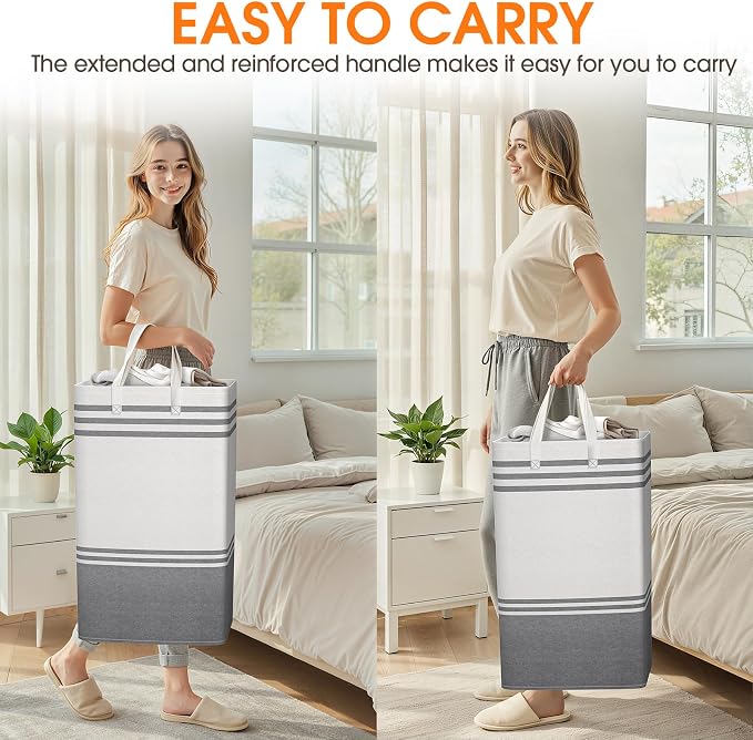 3 Pack Large Laundry Baskets, Laundry Hampers, Freestanding Waterproof Collapsible Clothes Bag with Extended & Reinforced Handles - Clothes Basket for Dorm, Bathroom, Home (88L) - Image 6