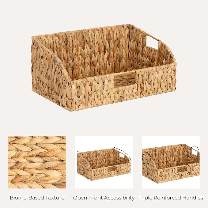 StorageWorks Pantry Baskets for Organizing, Hyacinth Storage Baskets,2-Pack | Pantry Organizers and Storage with Built-in Handles, Wicker Storage Baskets for Shelves, Wicker Baskets for Organizing - Image 7