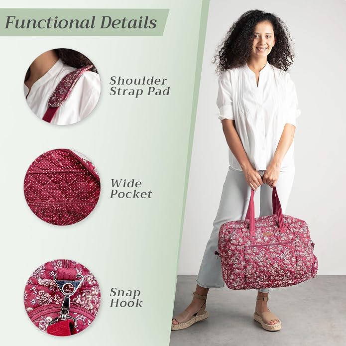 Maison d' Hermine Weekender Bags for Women Cotton Quilted Duffel Overnight Luggage Weekend Bag for Men Gym Gifts Travel | Overnight Luggage Weekend Bag for Men Gym Sports Gifts Duffle bag Business Travellers Trip Spring Summer - Image 5