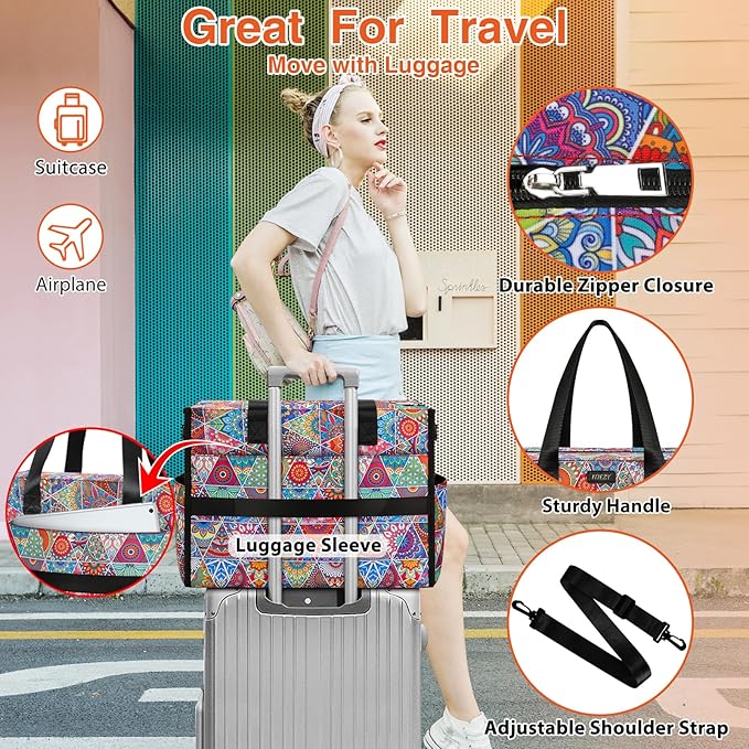ITIEZY Large Utility Tote Bag for Women with 18 Pockets, Waterproof Teacher Nurse Bags with Zipper for Everyday Travel Work - Image 6