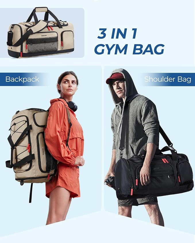 BAGSMART Gym Bag for Men, Athletic Sports Backpack Travel Hiking Duffel | 3-In-1 Gym Bag for Travel Clothes & Padded 13.3" Laptop, with Waterproof Wet Pocket & Shoe Compartment for Travel Camping - Image 2